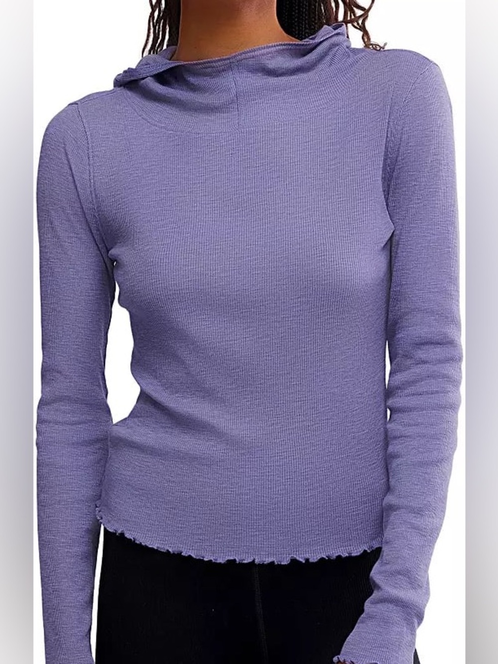 Free People Breathe Easy Layer - Women’s Long Sleeve Purple with Hood